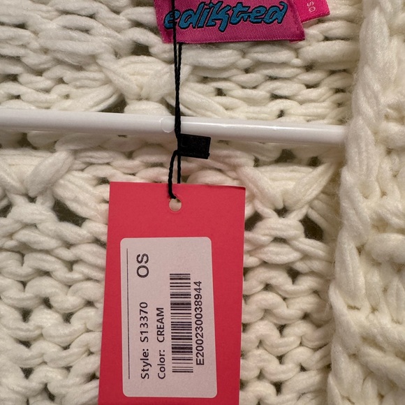 EDIKTED NWT Chunky open knitted front cardigan cream Sz Small - Picture 7 of 7